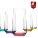Lav Juice and Water Drinking Glasses Set of 6, Highball Kitchen Glassware Sets, Colorful Base Glass Tumblers, 16.25 oz