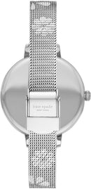 Kate Spade New York Womens Metro Slim Stainless Steel Quartz Watch Silver Floral Mesh