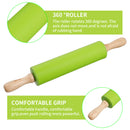 Topekada 2 Pack 12/9in Non-Stick Silicone Rolling Pins for Bake2 Sizes (Green/Red)