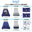 BBC Studios Bluey Blue 5 Piece Twin Bed Set w/ Sham, 100% Microfiber