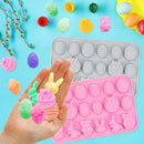 Qpout 2pcs Easter Silicone Moulds Chocolate Mold, Easter Egg Bunny Non-Stick Baking Tools