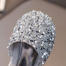 Girls' Sandals Closed Toe Heels Wedding Party Princess Shoes Crystal for Toddler Little Big Kid