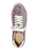 KATE SPADE NEW YORK Womens Silver Cushioned Glitter Lift Round Toe Wedge Lace Shoes 5.5 B