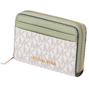 Michael Kors Jet Set Medium Zip Around Card Case Wallet Vanilla MK Light Sage