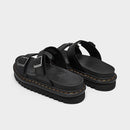Dr. Martens Women's Myles Brando Leather Buckle Slide Sandals in Black