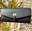 Kate Spade New York Marti Large Pebbled Leather Slim Flap Wallet Black