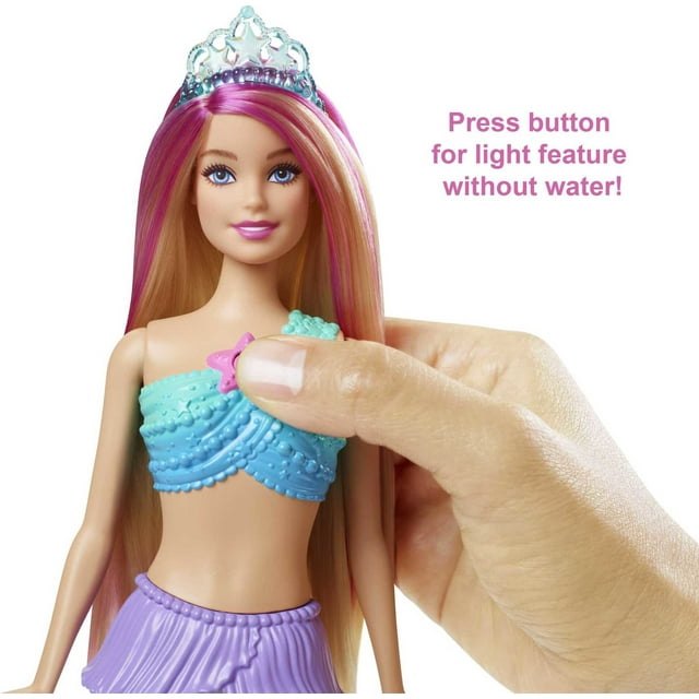 Barbie Dreamtopia Mermaid Doll with Twinkle Light-Up Tail and Pink-Streaked Hair