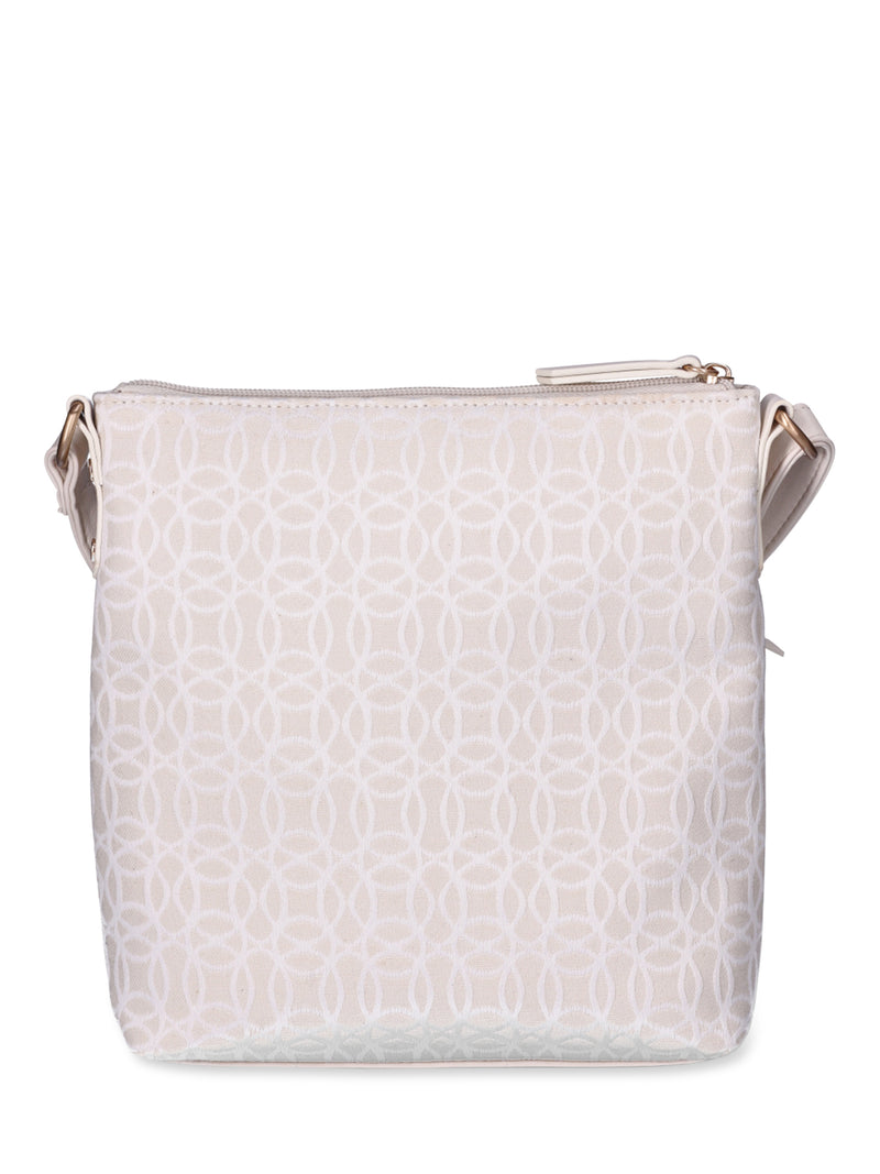 Time and Tru Women's Norah Crossbody Handbag, Almond Jacquard