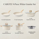 Carote Nonstick Pots and Pans Set, 10 Pcs Granite Kitchen Cookware Sets (White)