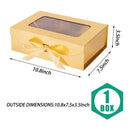 Gold Gift Box for Presents with Ribbon 10.8x7.5x3.5 Inches Clear Gift Box with Window Magnetic Closure Gift Boxes with Lids