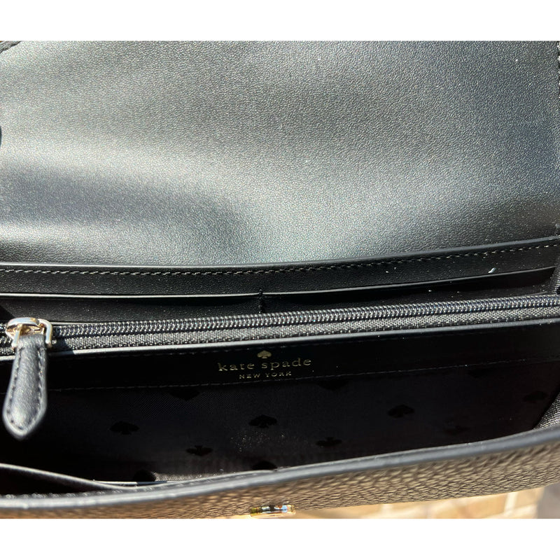 Kate Spade New York Marti Large Pebbled Leather Slim Flap Wallet Black