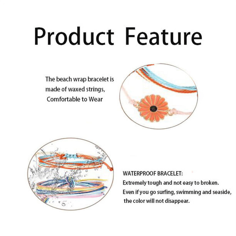 MODUO 21 Pieces Bracelets for Teen Girls Adjustable Handmade Summer Bracelets Anklets, Multicolor