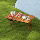 Folding Lightweight Aluminum Camping Table with Wood Grain