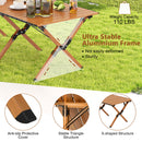 Folding Lightweight Aluminum Camping Table with Wood Grain