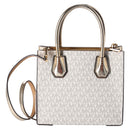 Michael Kors Mercer Medium Pale Gold Signature PVC Messenger Crossbody Bag