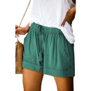 Womens Casual Shorts Splice Comfy Waist Pants Loose Elastic Pocketed Drawstring Pants Girls Bottoms Shorts