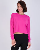 Real Essentials 5 Pack: Women's Dry Fit Crop Top - Long Sleeve Crew Neck Stretch Athletic Tee (Available in Plus Size)
