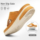 Platform Flip Flops for Women Light Wedge Sandals Fashion Buckle T-Strap Comfort Walking Summer Shoes Brown 9