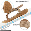 Atoshopce Womens Flat Sandals Summer Bohemian Beaded Flats Shoes Comfortable Sandal