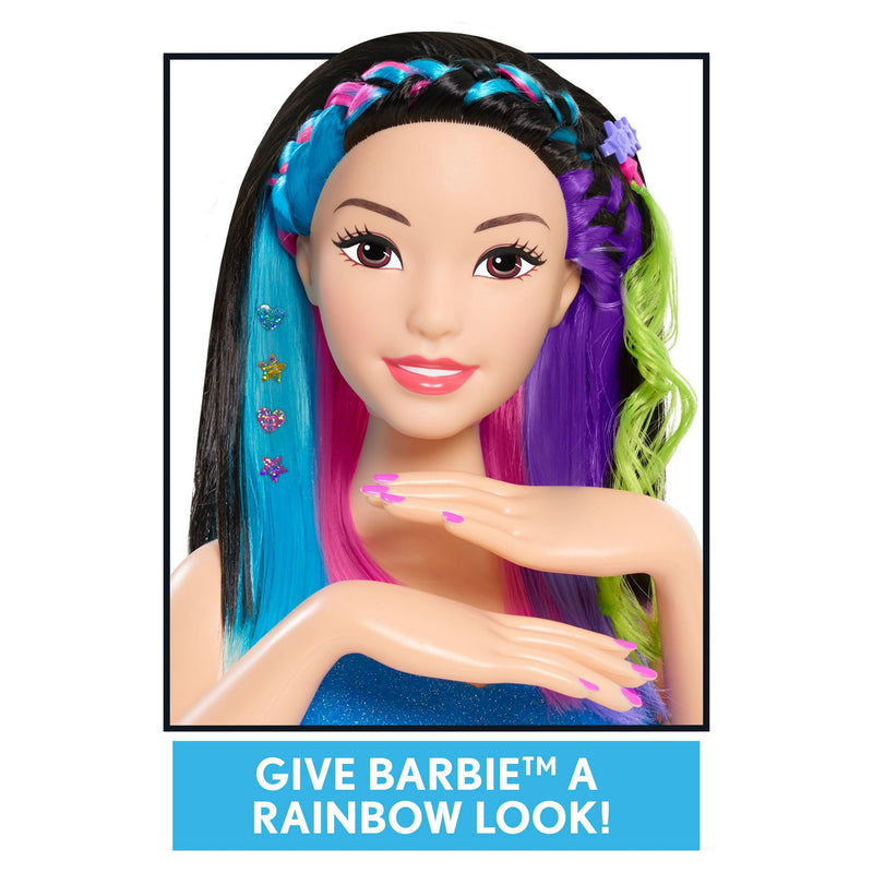 Barbie Rainbow Sparkle Deluxe Styling Head, Black Hair, Kids Toys for Ages 3+ Gifts