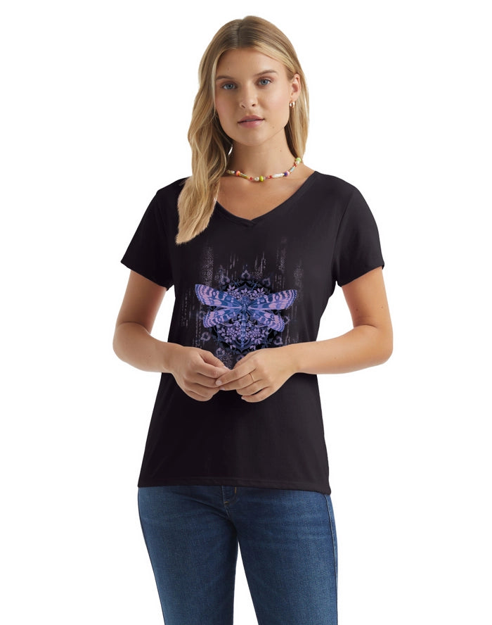 Hanes Women's V-Neck Graphic T-Shirt, Dragonfly