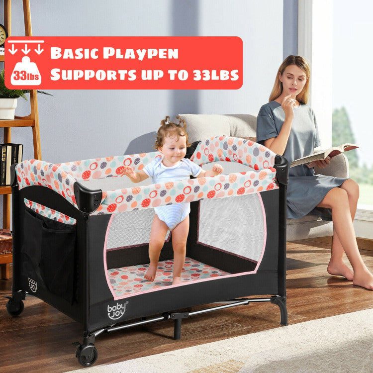 4-in-1 Convertible Portable Baby Playard with Changing Station