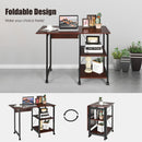 Folding Writing Office Desk with Storage Shelves