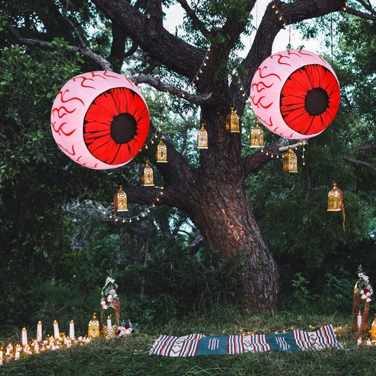 2 Pack 3 Feet Halloween Inflatable Eyeballs with Air Blower