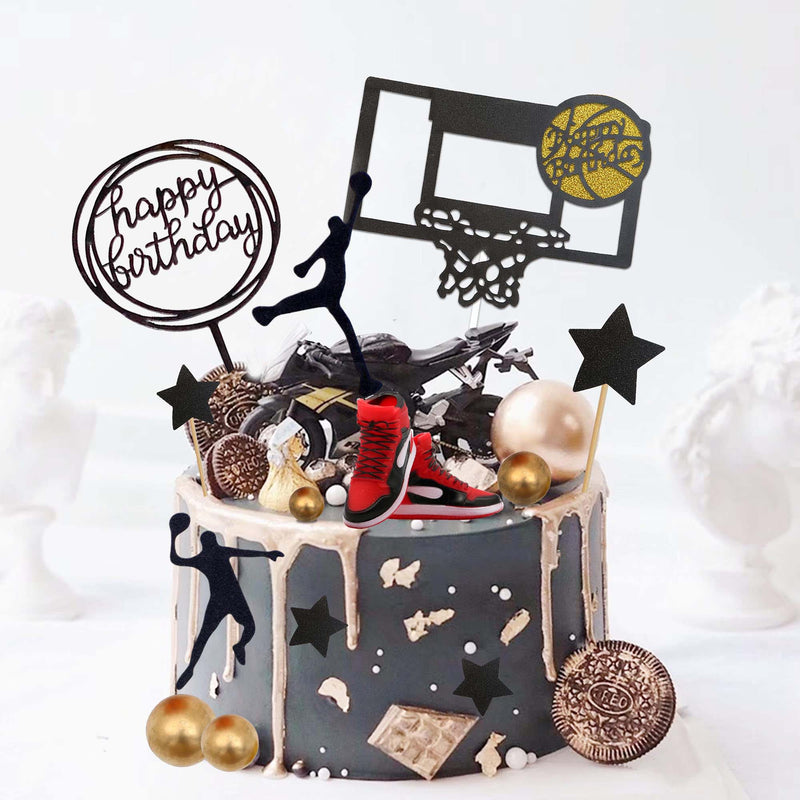 Basketball Cake Topper, 19pcs Basketball Cake Toppers For Boys Men With Sneaker Ball