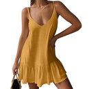 USSUMA Summer Dresses for Women Casual Solid Cami Flowy Tiered Short Mini Beach Party Sundresses Sleeveless Plus Dresses V Neck Sun Dress Wedding Guest