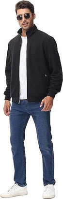 QPNGRP Men's Lightweight Jacket Casual Jacket Waffle Knitted Black Jacket Coat 3XL