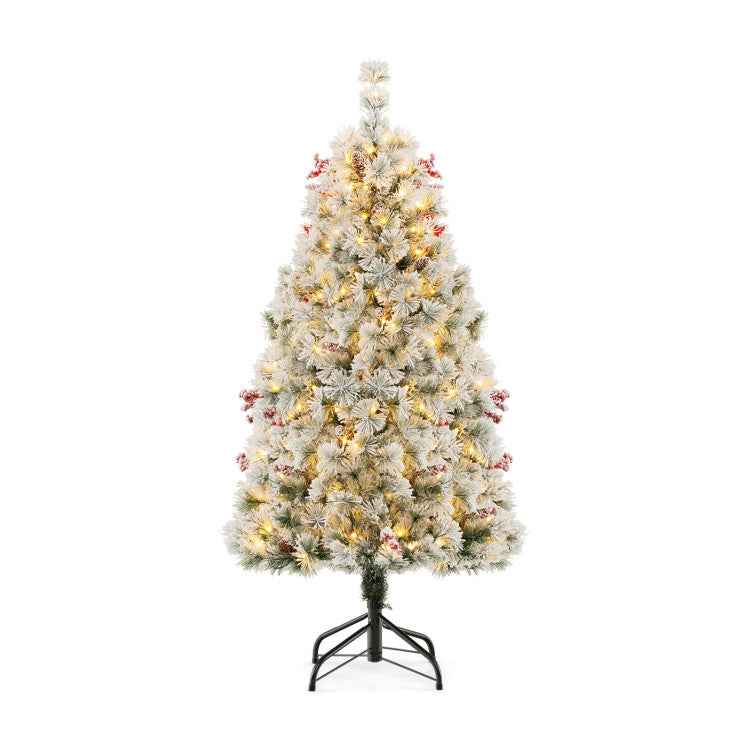 4.5 Feet Pre-Lit Flocked Christmas Tree