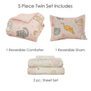 Twin 5-Piece Comforter Set, Kids Mix Sleepy Cats Bed-in-a-Bag