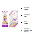 100 Pcs Butterflies Cellophane Treat Bags Plastic Butterfly Party Favors Watercolor Butterfly Cello Candy Bag with 100 Twist Ties for Butterfly Theme Baby Shower Girl Birthday Party Supplies(Purple)