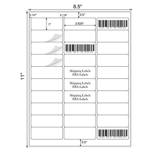 1" x 2-5/8" Address Labels 900 labels sticker paper for Laser/Ink Jet Printer mailing labels 8.5"×11" white 30 per sheet