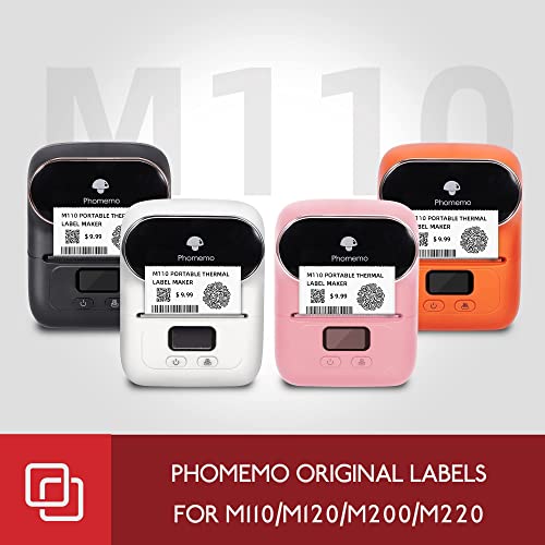 Phomemo [3x230 pcs] Labels Square Series, 1.57''x1.18'' (40x30mm) M110/ M220/ M221/ M120/ M200 Labels, White, 230 Labels/Roll, 3 Rolls, Multi-Purpose Adhesive Thermal Phomemo Original Labels