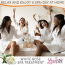 Lovestee White Rose Bath and Body Spa Gift Basket for Women with Bath Towel