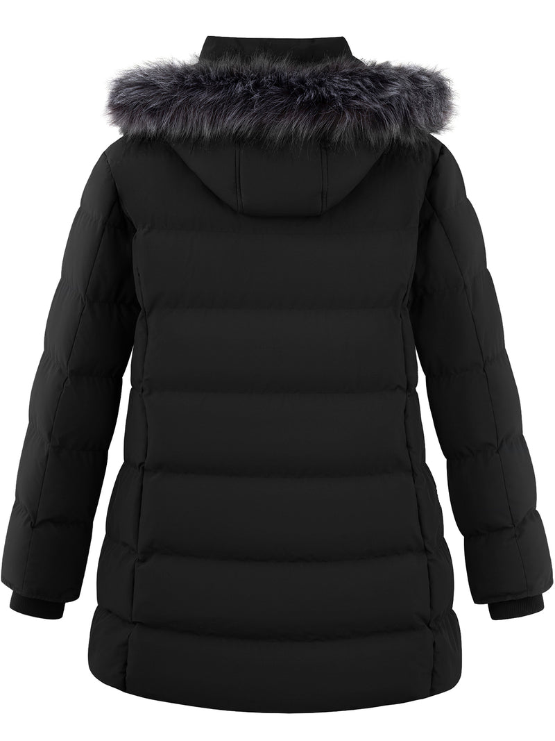 Wantdo Women's Plus Size Recycled Winter Coat Warm Winter Jacket Waterproof Puffer Jacket with Hood Black 4XL