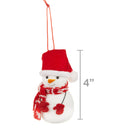 Mini Red and White Flocking Cute Snowman Ornament Set, 0.1 lb, 4 Count
