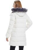 Wantdo Women's Recycled Winter Jacket Waterproof Winter Coat Quilted Puffer Coat with Removable Hood White XL