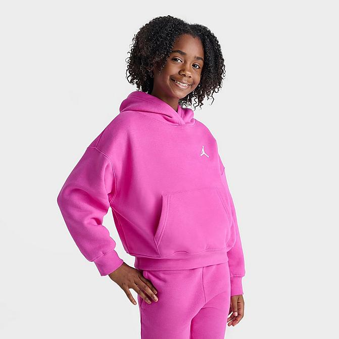 Jordan Girls' Big Kids' Brooklyn Essentials Pullover Hoodie in Pink/Fire Pink