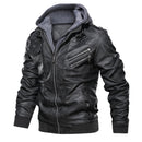 Hood Crew Men's Pu Faux Leather Jacket with Removable Hood Black S
