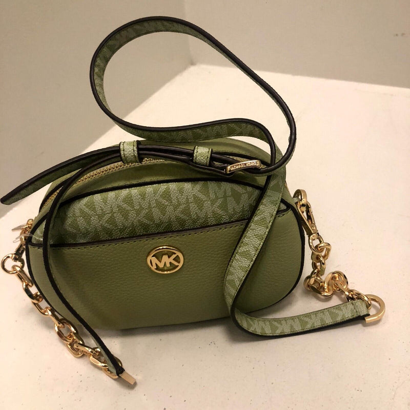 Michael Kors Jet Set Glam Smalll Crossbody Bag Purse Leather Handbag Light Sage