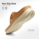 Pmoiste Women's Flip Flops Summer Platform Sandals Comfortable Arch Support T-strap Casual Wedge Shoes Beige 8