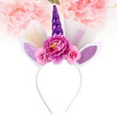 Glitter Unicorn Horn Headband Hair Flowers Animal Ears Headdress Headpiece for Party