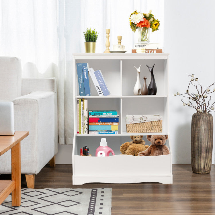 3-Tier kids Multi-Functional Bookcase with 5 Open Storage Compartments