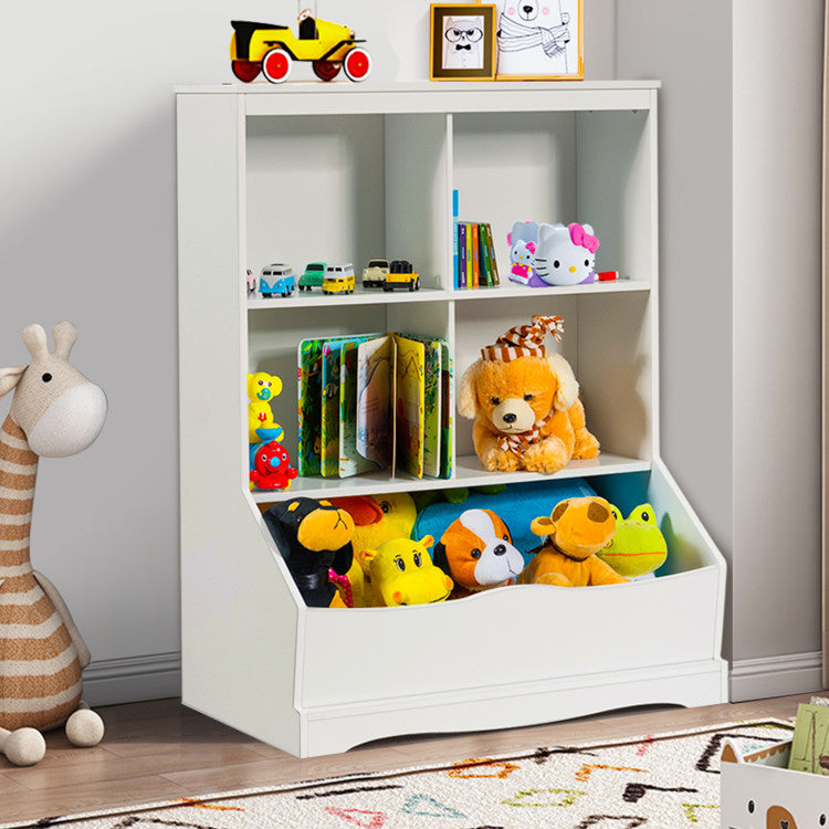 3-Tier kids Multi-Functional Bookcase with 5 Open Storage Compartments