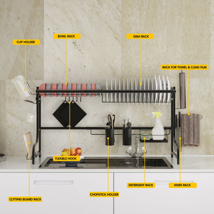 Adjustable Dish Drainer Kitchen Organizer