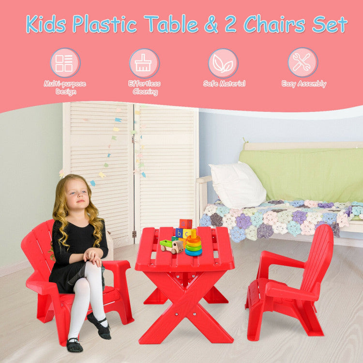 3-Piece Plastic Children's Play Table Chair Set