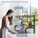 2 Tier Adjustable Over Sink Dish Drying Rack with 8 Hooks